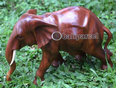 Wooden walking Elephant, hand carved from Suar wood