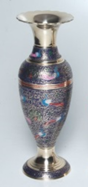 COMING SOON...!!! Brass Flower Vases Colored 31 cm / 12.2"    (Blue)