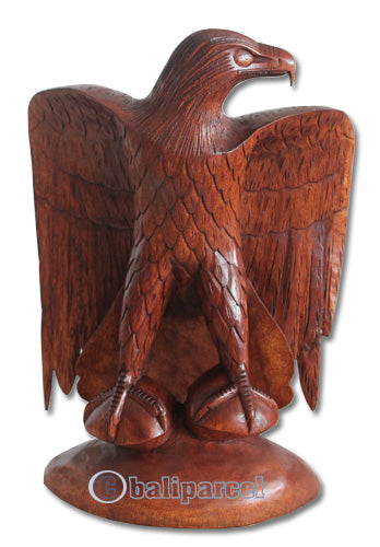 COMING SOON...!!! Wooden Eagle hand carved from Suar wood with brown polished 14.8" - Left