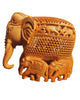 Elephant Carved Whitewood 8" Height Trunk Down with Baby elephants