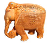 Elephants Carved Whitewood 10" & 12" Height Trunk Down Decorated