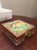 Coaster Marble Round 4" dia x 3 1/2" H set of 6 in Square Marble Box- Deer