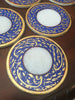 Coaster Marble Round 4" dia x 3 1/2" H set of 6 in Round Box in Blue Artwork