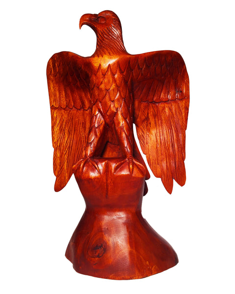 Wooden Eagle hand carved from Suar wood with brown polished 16.5" - Right